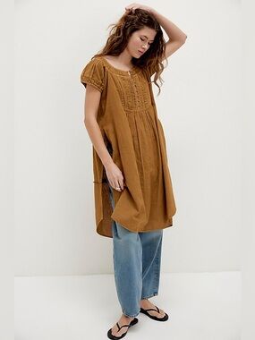 Free People We The Free Fayre Midi Top in Butternut Babydoll Size XS